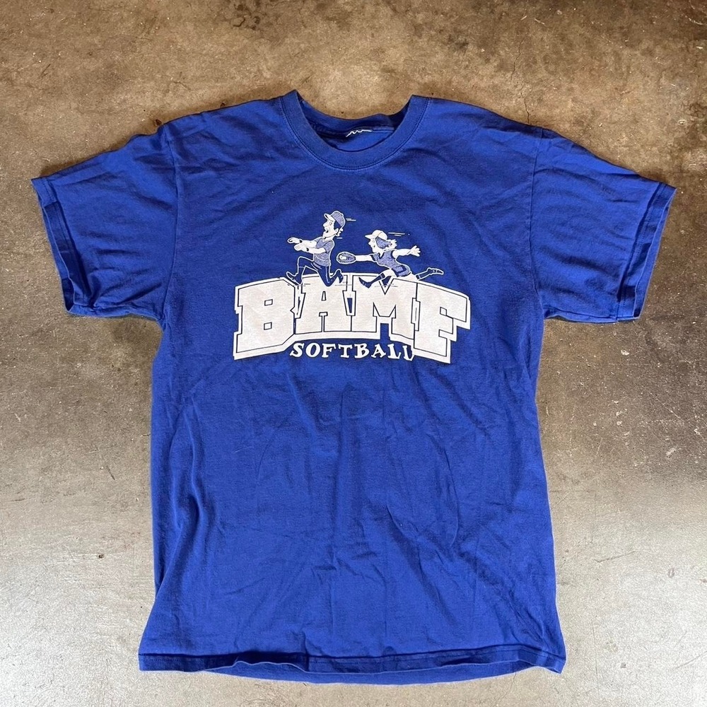 Vintage 90s Blue bamf Softball graphic tee Size men's medium
